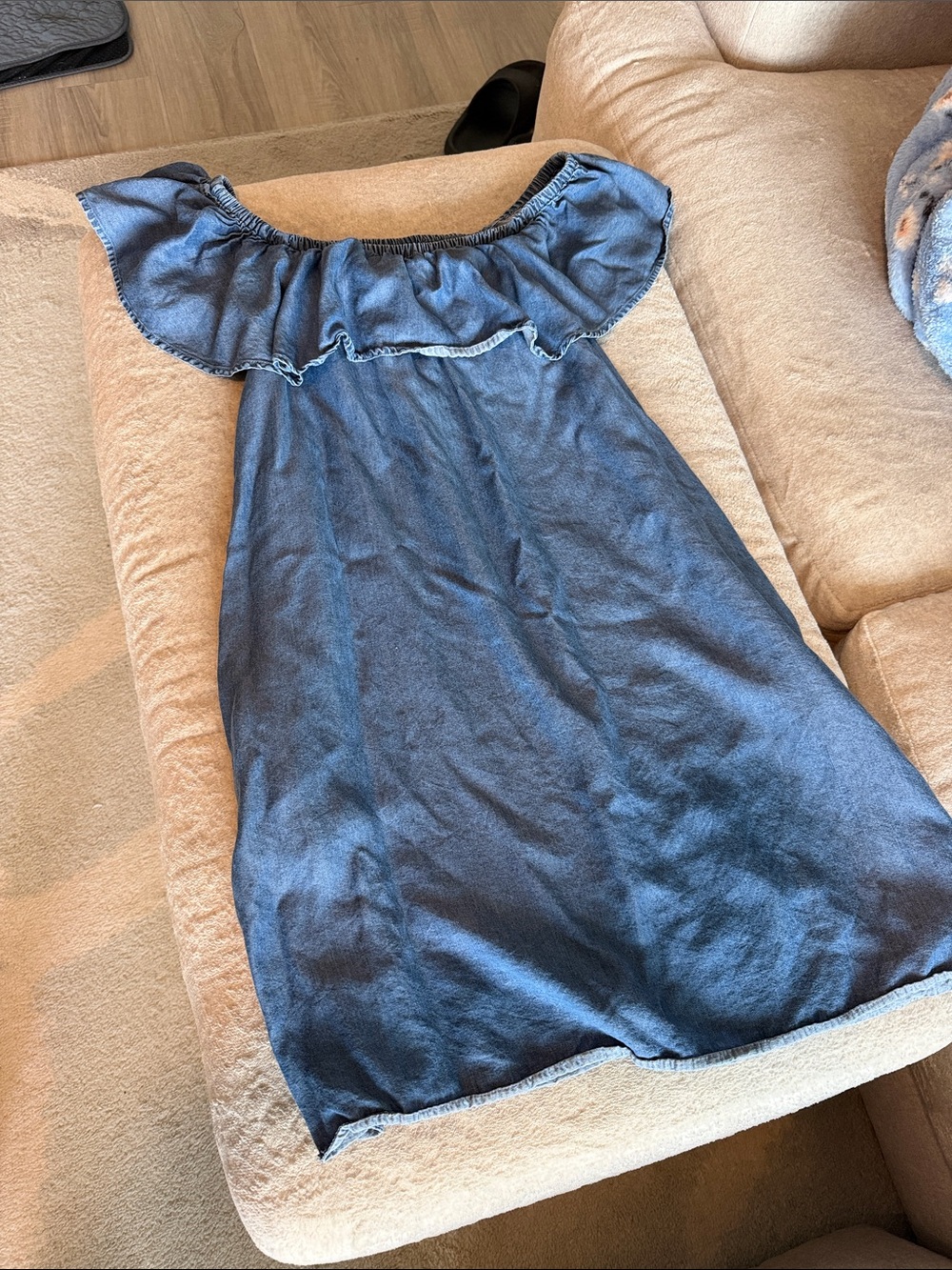 Philosophy Blue Off-Shoulder Ruffle Dress